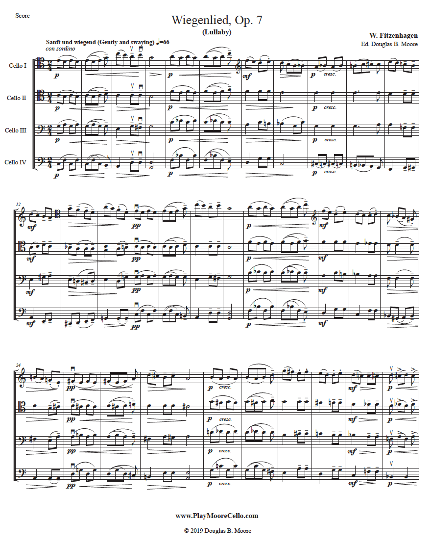 Fitzenhagen: Wiegenlied, Op. 7 and Geistliches Lied, Op. 8, for 4 celli