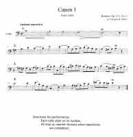 Brahms: 7 Canons in Bass Clef, for 3 or 4 celli